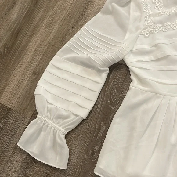 Ted Baker Women's Roobee Pintuck Detailing Long Sleeve Top - White sz 3 US 8 - Picture 10 of 11